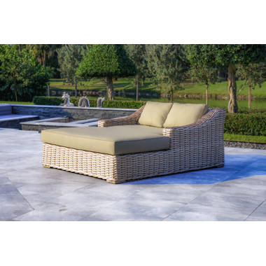 Anna 79 X 59 Inch Outdoor Wicker Aluminum Frame Extra Large Double Sun Lounger in White and Grey